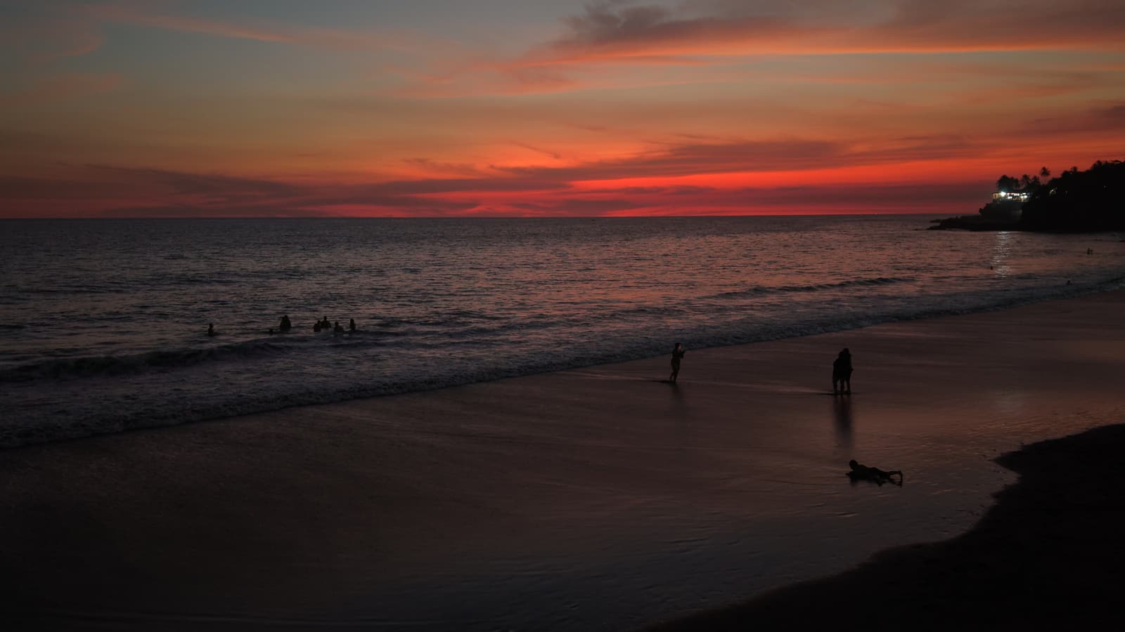 Sunset coastal aerial footage